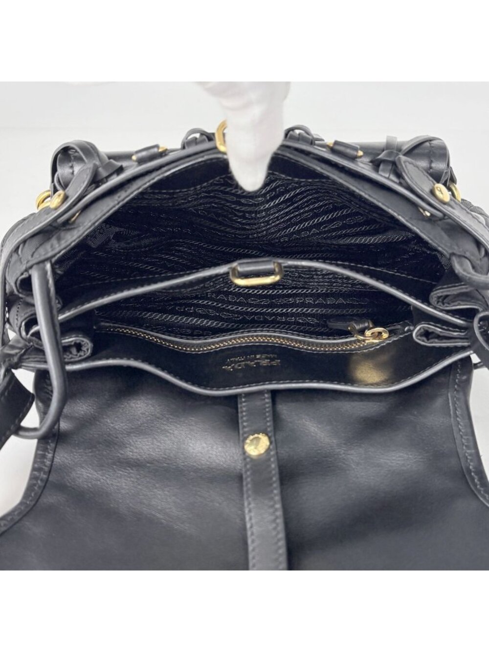Prada Shoulder Bag Col Quilted Nylon Nero - Picture 8 of 8